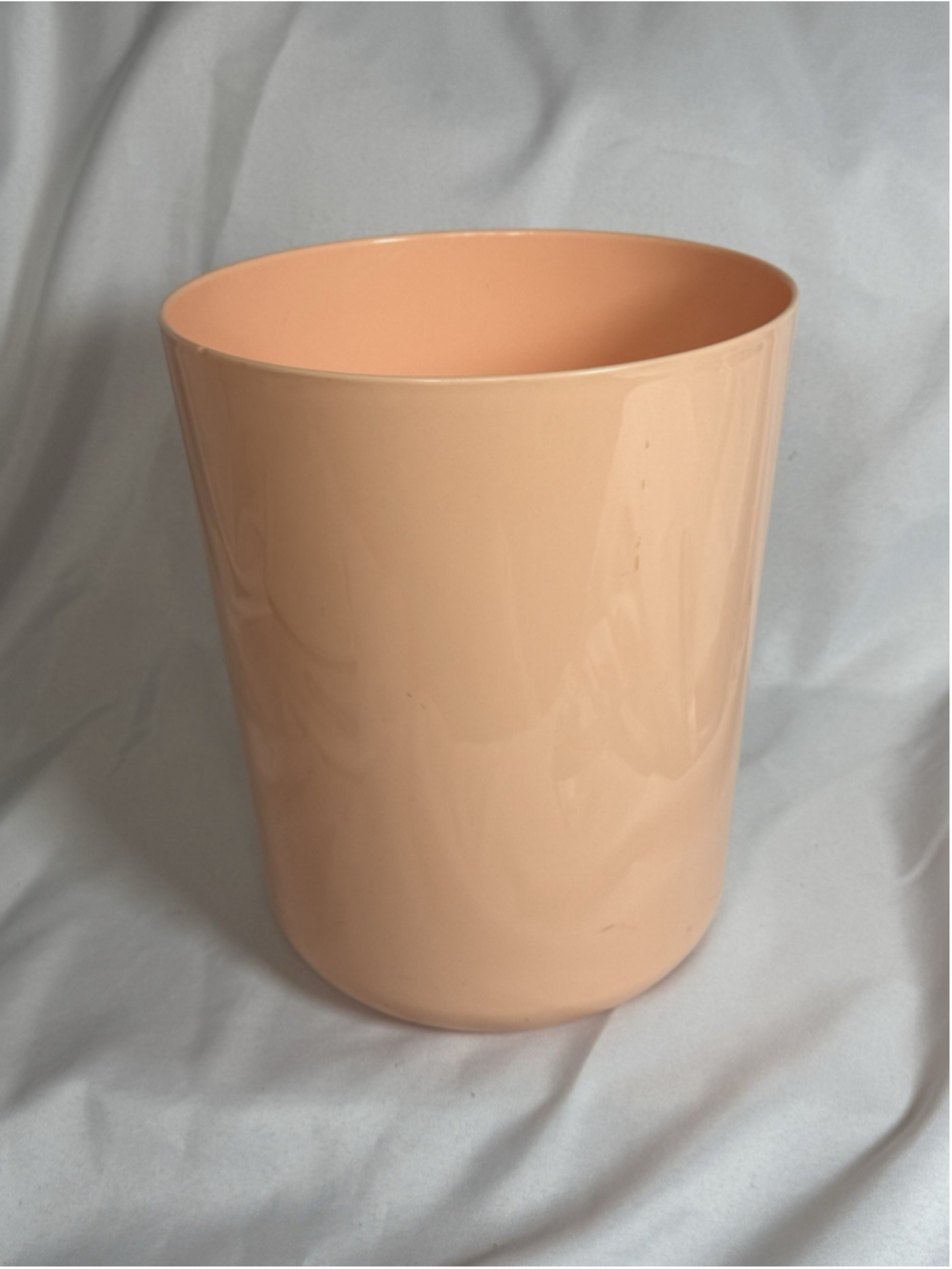 Hygiene Industries Wastebasket Peach Color Made in USA Plastic Vintage 1980s